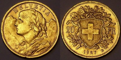 Швейцарский парламент планирует обсуждать золотой франк