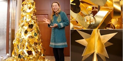 В Японии продают новогоднюю елку из чистого золота.