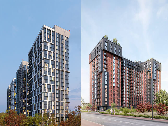 Житлові комплекси Central Hills (ліворчу) і Live Story від Lev Development Capital