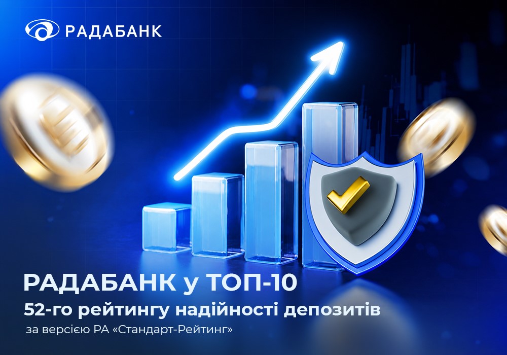 Радабанк у ТОП-10 рейтингу надійності депозитів