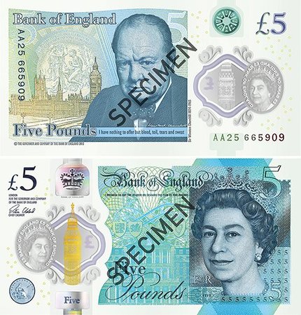 Банк Англии на этой неделе показал образцы первых пластиковых банкнот