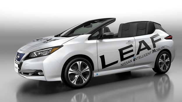 Японский автопроизводитель Nissan продемонстрировал кабриолет Nissan Leaf Open Car.