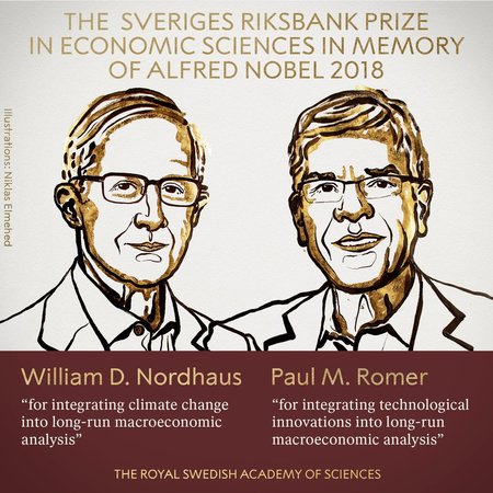 Нобелевский комитет присудил премию Шведского национального банка памяти Альфреда Нобеля по экономике американцам Уильяму Нордхаусу и Полу Ромеру.
