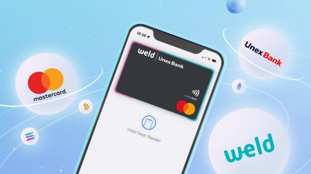 Український банк Unex Bank, компанія Mastercard та фінтех-стартап Weld Money запустили першу в Україні криптовалютну платіжну картку weld, яка дозволяє розраховуватися криптовалютою за товари та послуги всюди, де доступні безготівкові оплати.