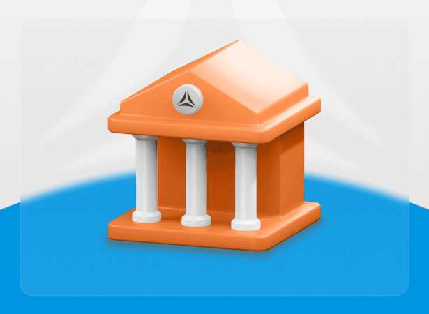 Зображення умовної будівлі банку з логотипом Асвіо Банку.