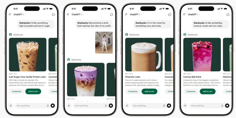 У чат-боті ChatGPT з’явилася бета-версія застосунку мережі кав’ярень Starbucks.