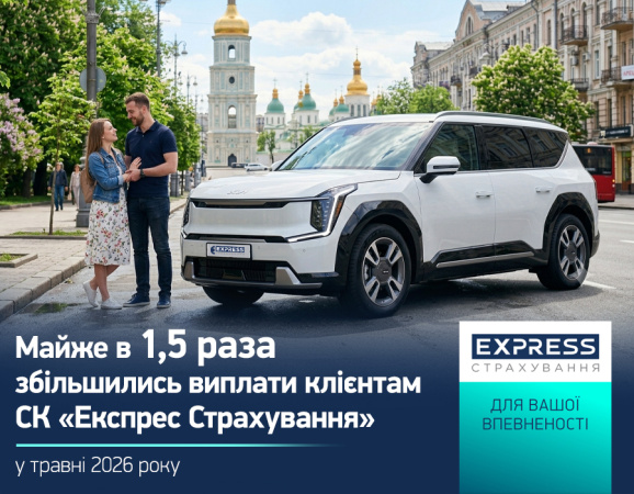 В мае 2026 года входящая в УКРАВТО ГРУПП СК «Экспресс Страхование» выплатила клиентам 54,5 млн грн страховых возмещений, что на 44,5% больше по сравнению с аналогичным периодом прошлого года.