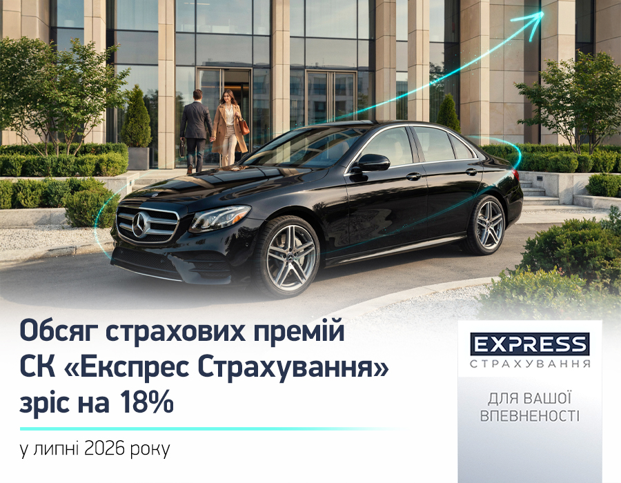 В июле 2026 года входящая в УКРАВТО ГРУПП СК «Экспресс Страхование» привлекла 128,9 млн грн страховых премий — на 18% больше, чем за аналогичный период прошлого года.