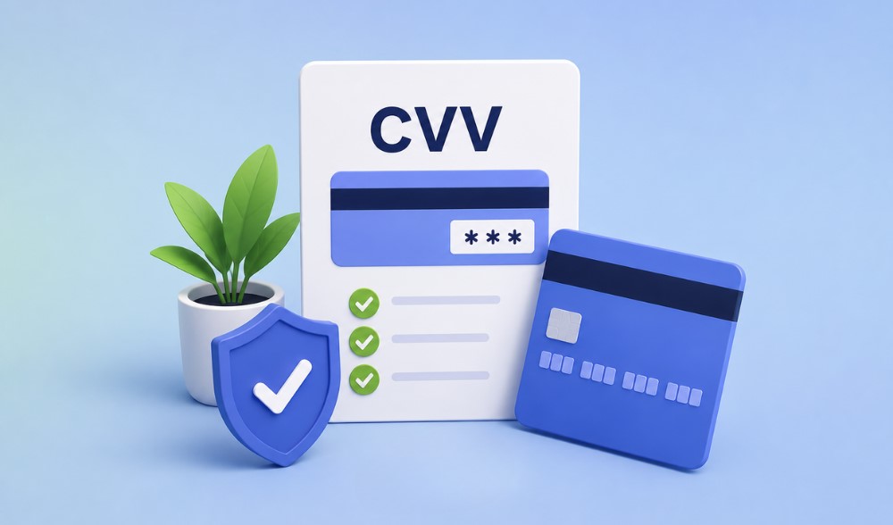 CVV — це тризначний захисний код карти, який використовується для підтвердження онлайн-оплат.